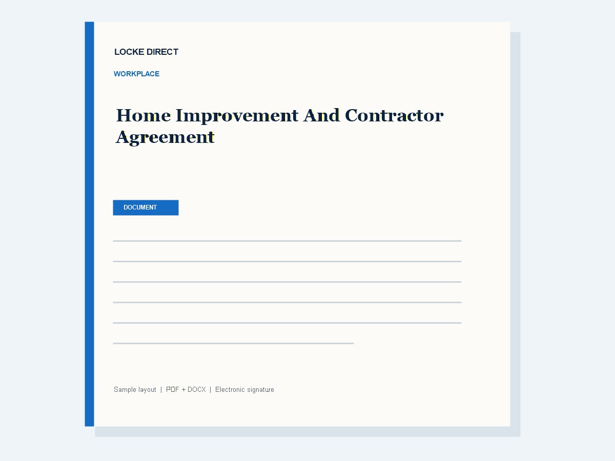 Home Improvement and Contractor Agreement document preview