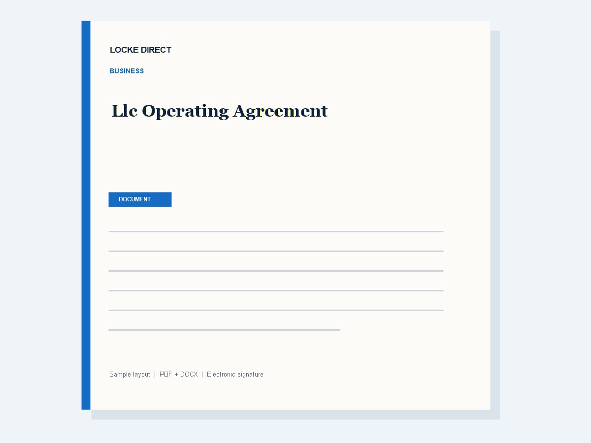 Customized LLC Operating Agreement document preview