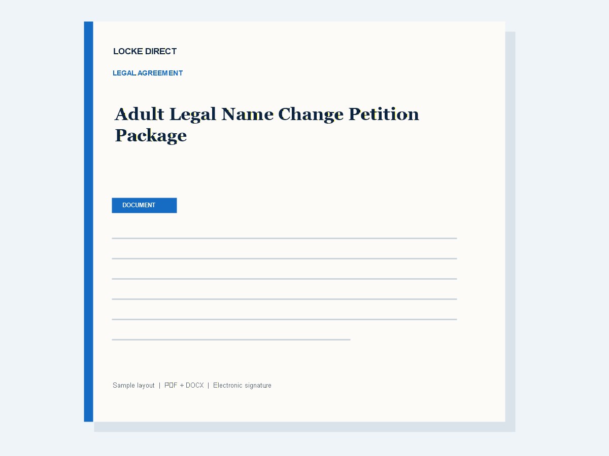 Adult Legal Name Change Petition Package document preview