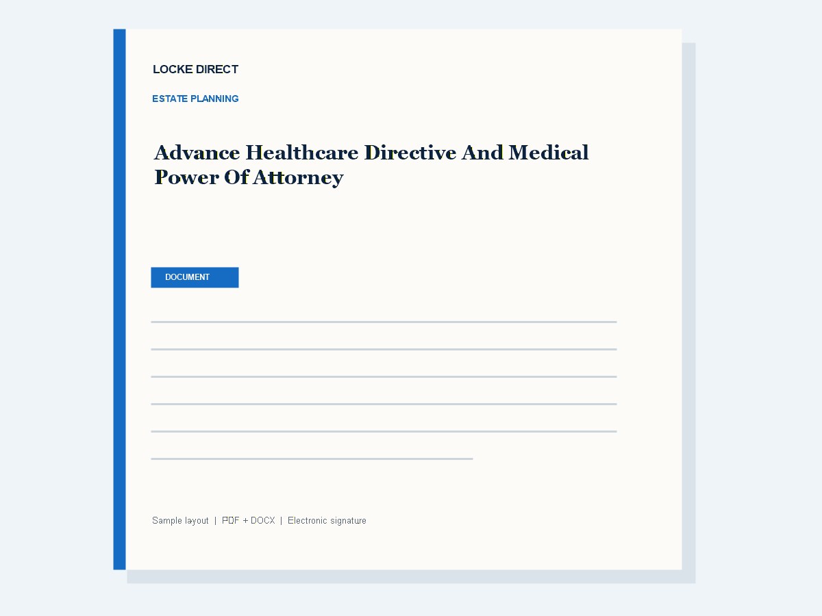 Advance Healthcare Directive and Medical Power of Attorney document preview