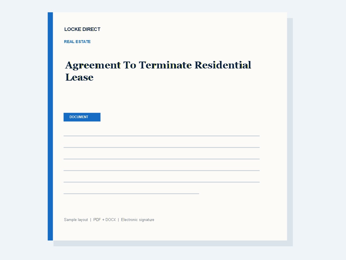 Agreement to Terminate Residential Lease document preview