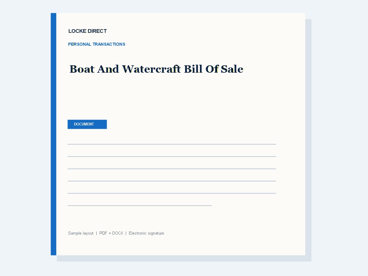 Boat and Watercraft Bill of Sale document preview