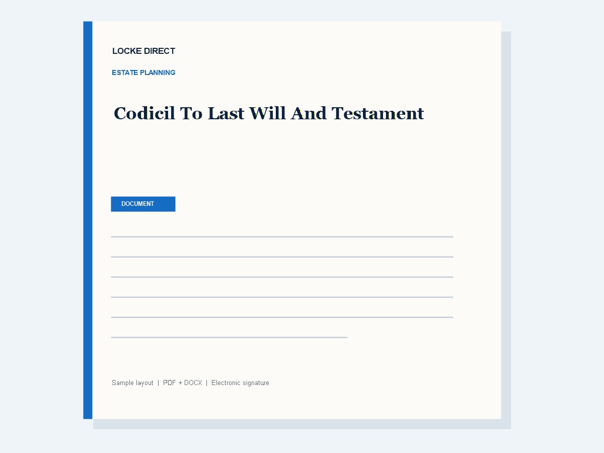 Codicil to Last Will and Testament document preview
