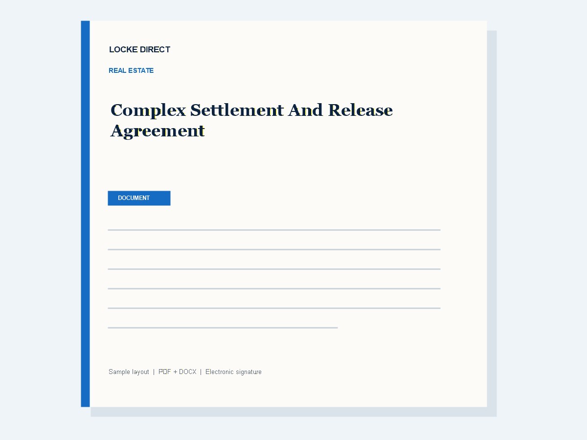 Complex Settlement and Release Agreement document preview