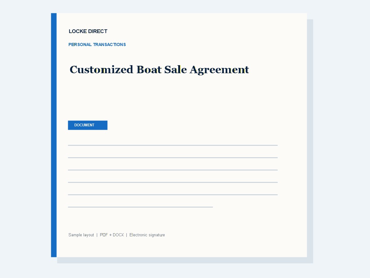 Customized Boat Sale Agreement document preview