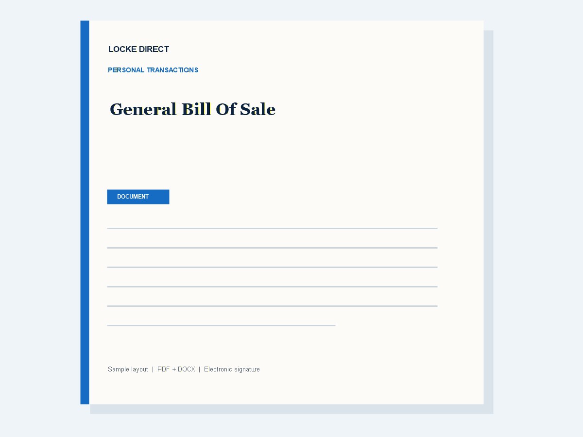 General Bill of Sale document preview