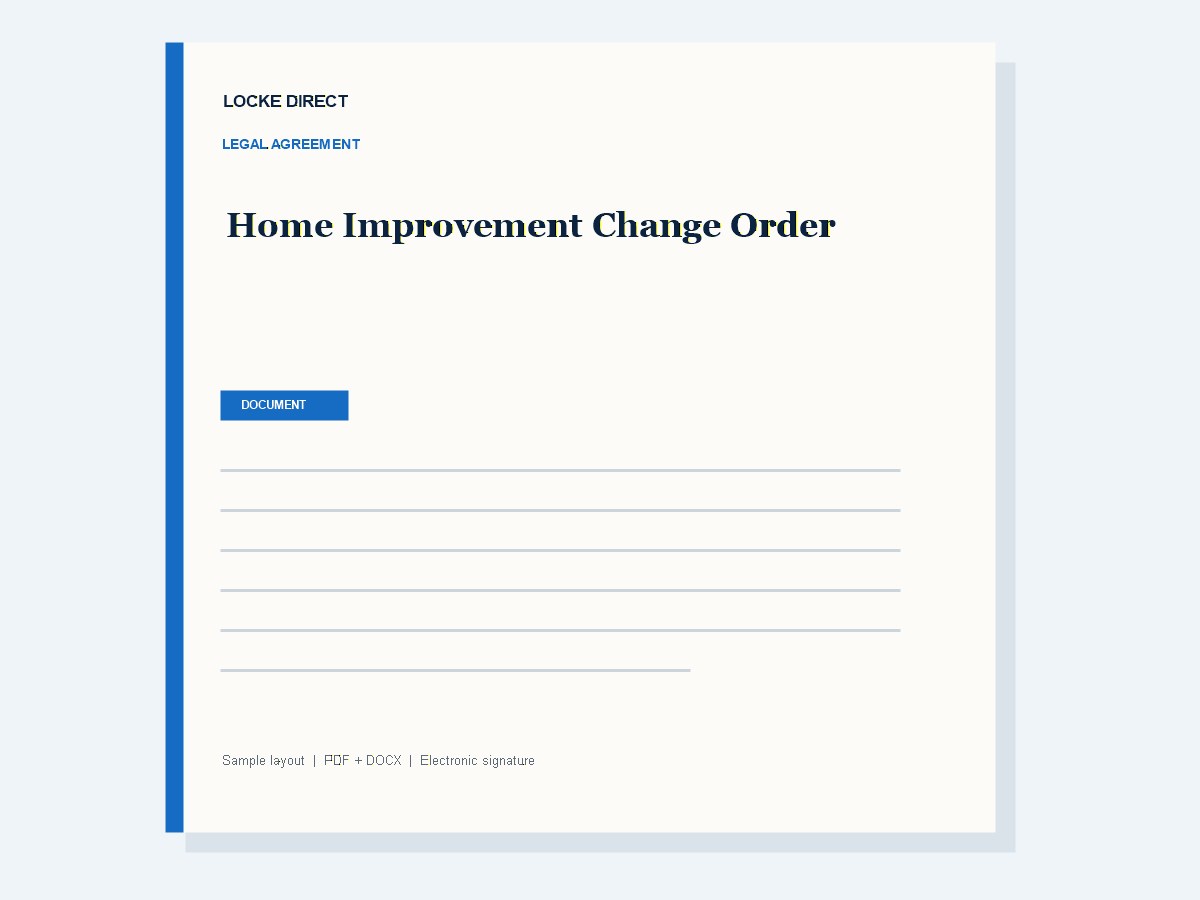Home Improvement Change Order document preview
