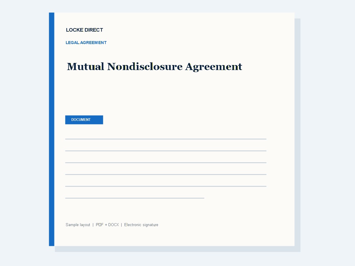 Mutual Nondisclosure Agreement (NDA) document preview