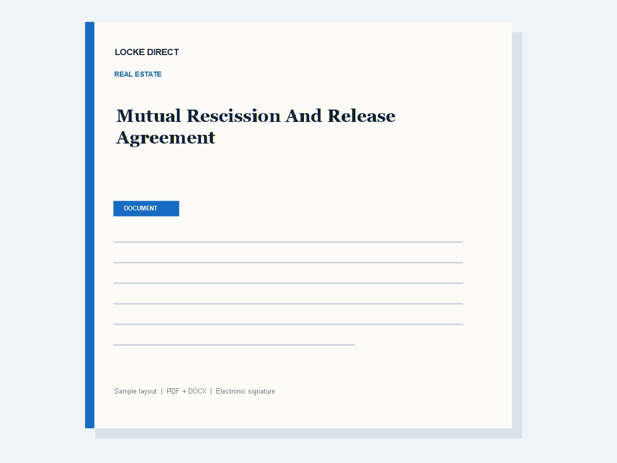 Mutual Rescission and Release Agreement document preview